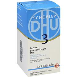 Schachtel mit homöopathischen Tabletten von Dr. Schüßler, Nr. 3 Ferrum phosphoricum D12.